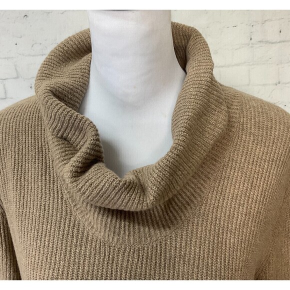 J Jill Women Camel Black White Stripe Turtleneck Sweater Tunic Oversized Sz L U2 - Picture 9 of 12